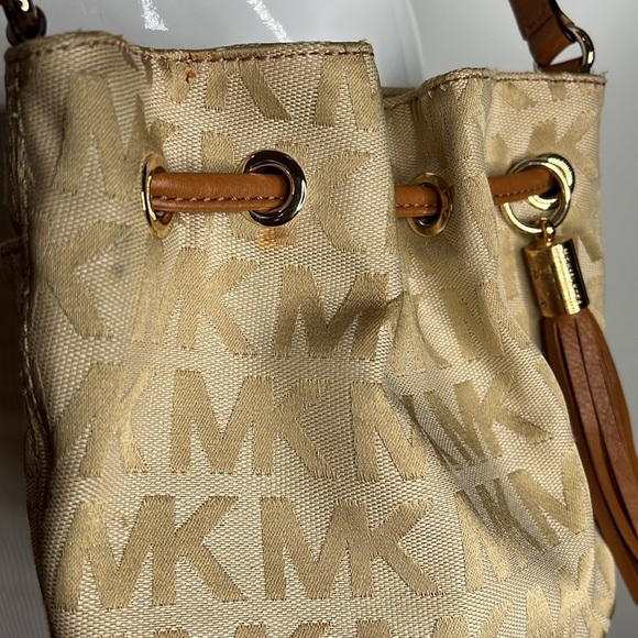 Michael Kors Tan Canvas Logo Crossbody Bag - Picture 12 of 13
